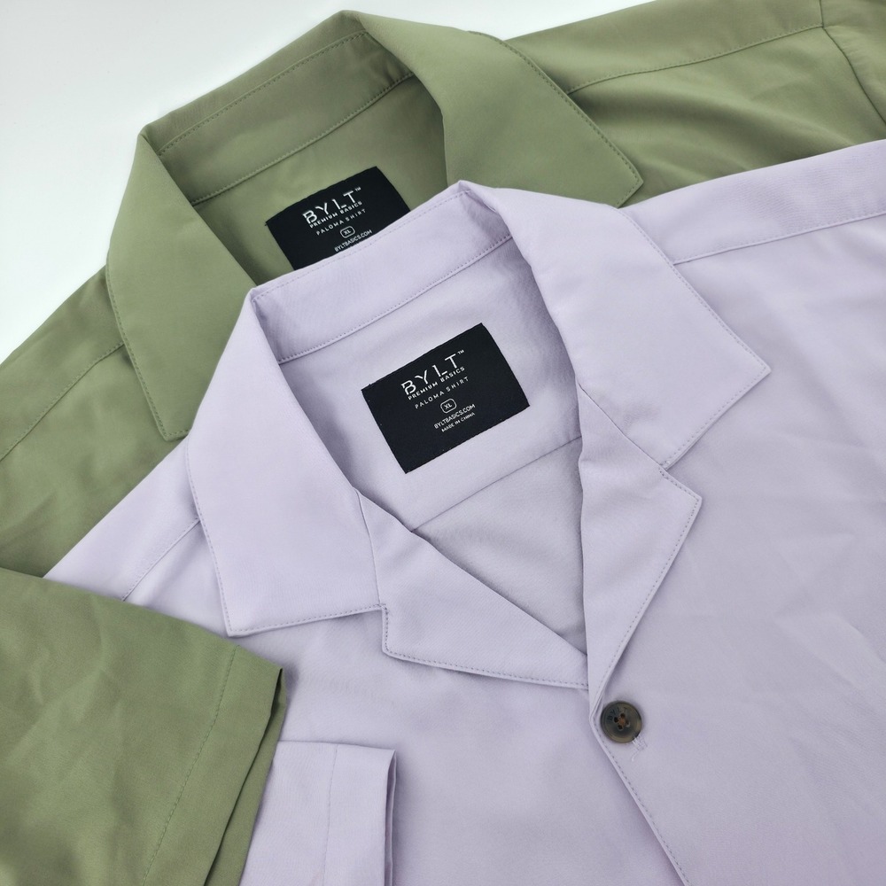 BYLT Premium Basics Paloma Shirt Bundle XL Sage Green Lavender Short Sleeve Men